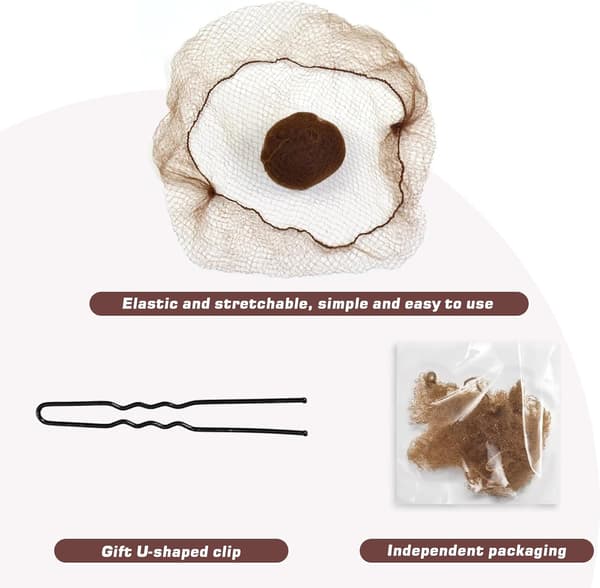 20-pack hårnät för knut bruna med 20 st U-formade hårnålar