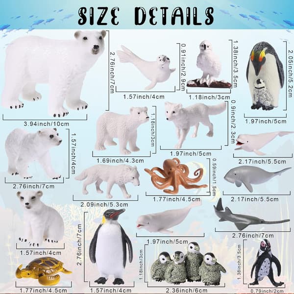 Skylety 18 st arktiska djurfigurer polardjursset vinter