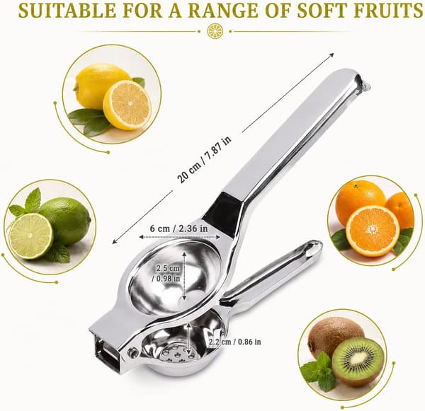Citruspress, citronpress, metallpress för dryck och matlagning