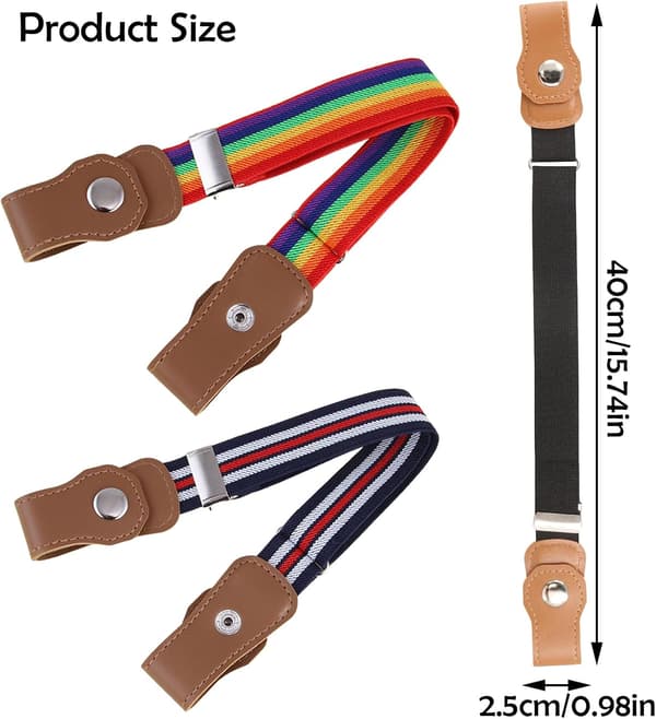 3 st elastiska bälten för barn utan spänne, osynligt bälte för barn, justerbart elastiskt bälte för pojkar och flickor, stretchbälte utan spänne 37-57 cm