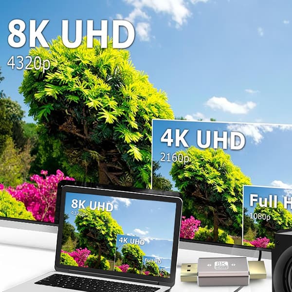 8K Digital AV-koppling hane till hane, rak adapterförlängare, 2-pack