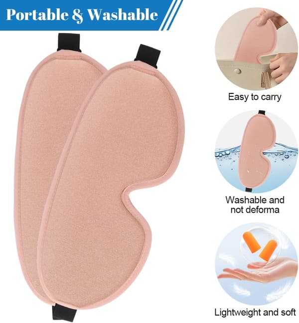 3D-formad sovmask med öronproppar, mörkläggande ögonmask, 1 st, rosa