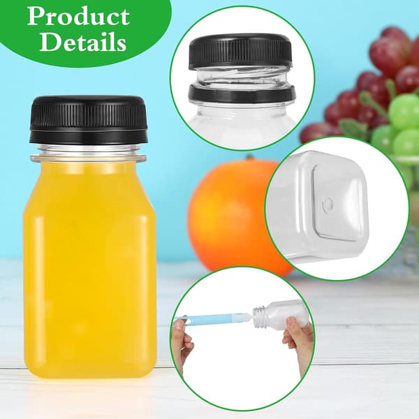 20 st 120 ml plastflaskor för juice med lock, tratt och borste
