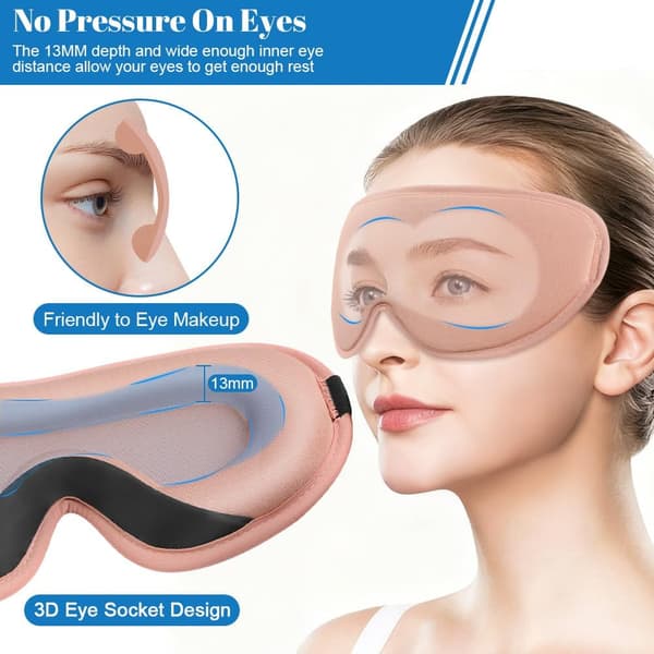 3D-formad sovmask med öronproppar, mörkläggande ögonmask, 1 st, rosa