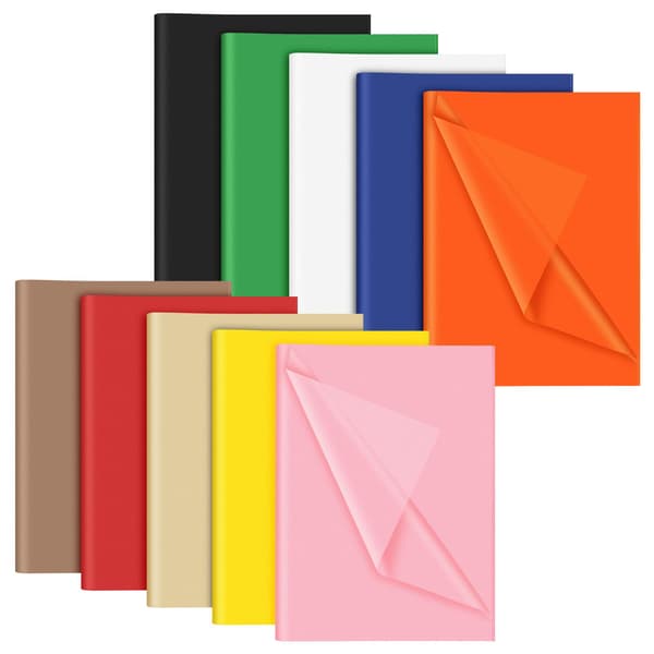 Silkespapper i blandade färger, 60 ark, 10 färger, presentpapper