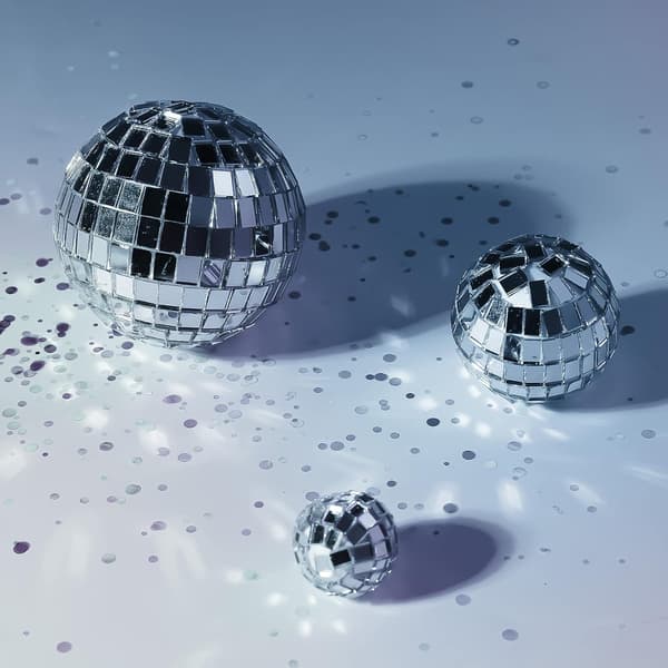 10 st silverfärgade discokulor för tårtdekoration, 4 storlekar