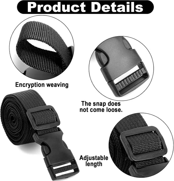 4-pack bagageremmar, 2m x 25mm spännband i nylon