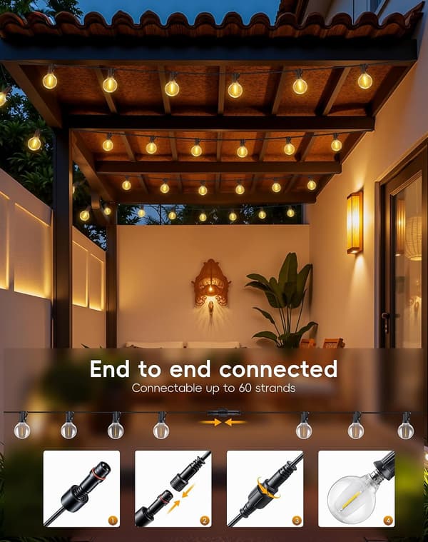 Utomhusbelysning för trädgård nätdriven - 9M 30Ft Festoon Light LED-slinga G40
