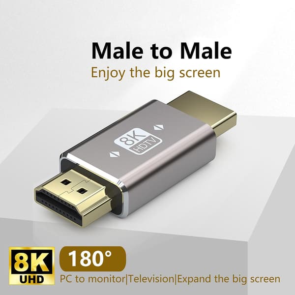 8K Digital AV-koppling hane till hane, rak adapterförlängare, 2-pack