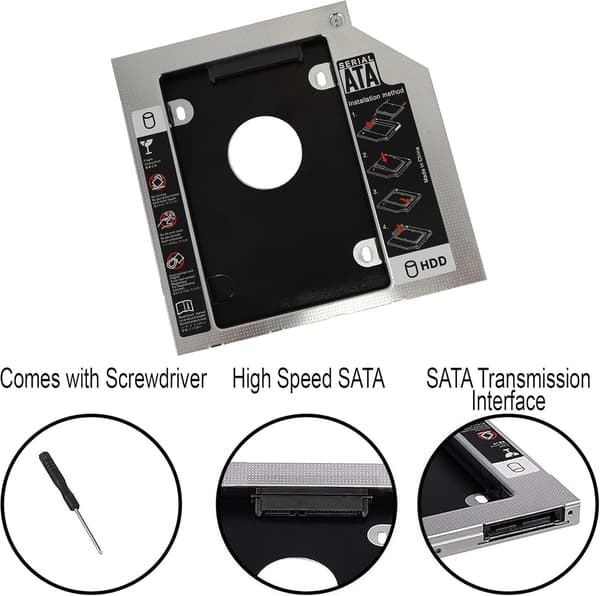 RGBS SATA 2:a HDD hårddiskkabinett för 12,7 mm universell optisk enhetsplats för bärbar dator (CD/DVD-ROM)