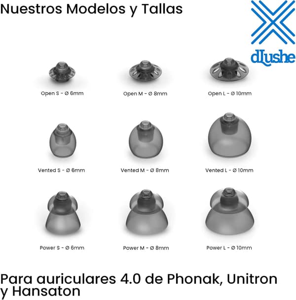 10-pack Open Dome 4.0L för Phonak, Unitron och Hansaton hörlurar 4.0 - Storlek L 10 mm diameter