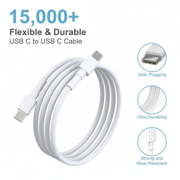 USB-C till USB-C laddningskabel, USB-C laddarkabel, för snabbladdning av iPhone