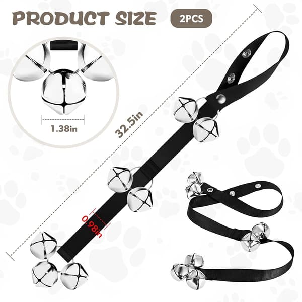 2-pack dörrklockor för hund, justerbar längd hundträningsklocka