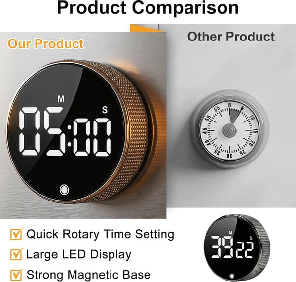 Digital kökstimer magnetisk nedräkningstimer med stor LCD-display