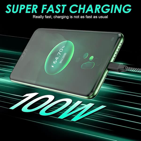 Magnetisk USB-C-kabel 100W självupprullande USB-C till USB-C-kabel