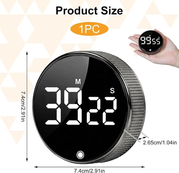 Digital kökstimer magnetisk nedräkningstimer med stor LCD-display