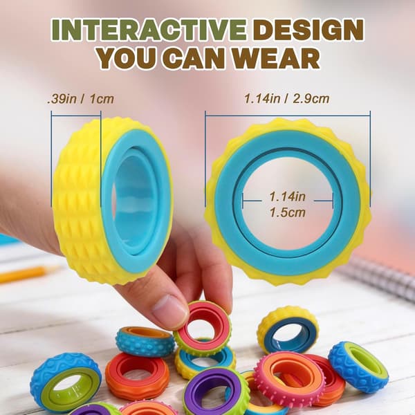 Dubbla fidget-ringar, 12-pack snurrleksaker för stresslindring och ångest