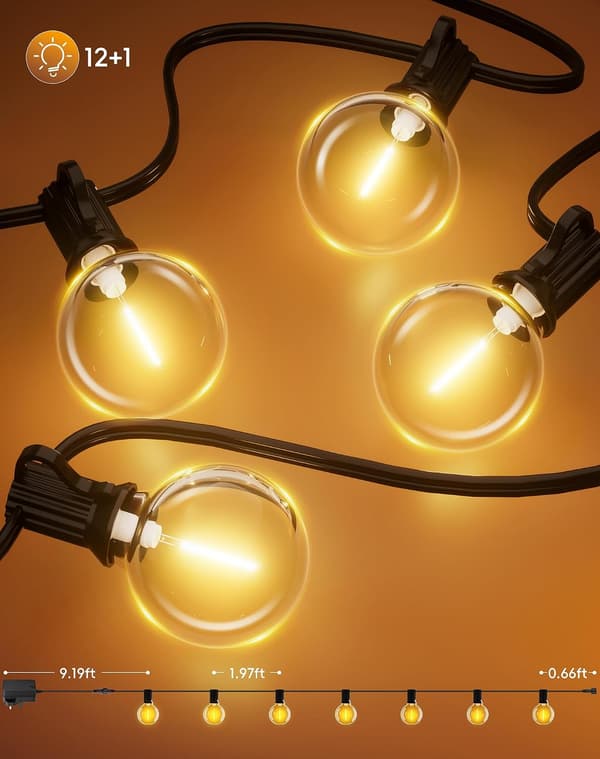 Utomhusbelysning för trädgård nätdriven - 9M 30Ft Festoon Light LED-slinga G40