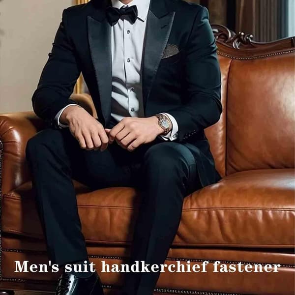 2-pack hållare för bröstnäsduk, svarta klämmor för herrkostym