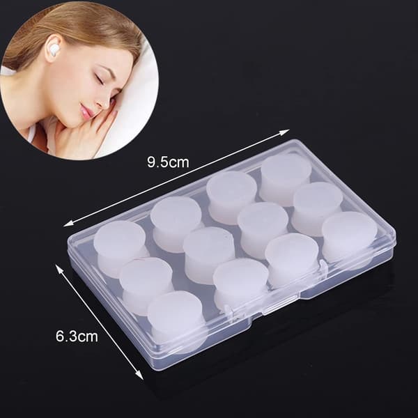 12-pack återanvändbara öronproppar i silikon (vita)