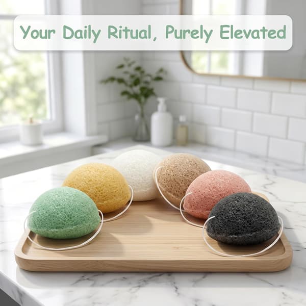 Konjac Sponge ansiktssvamp Konjac ansiktssvampar för dusch, bad, SPA, skrubb, SPA-skrubb för män, kvinnor, 6-pack