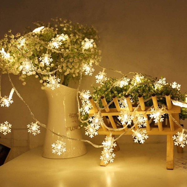 Ljusslingor, Fairy String Lights Soldrivna, Fjärrkontroll, Vattentäta Dekorativa Hängande Ljus Inomhus Utomhus för Hemfest Uteplats Trädgård Little Snowflake