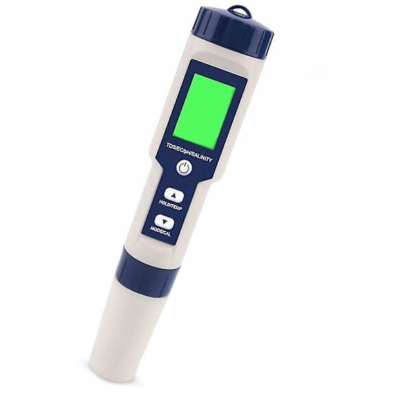 5-i-1 elektronisk PH-mätare testare, mäter Ph & TDS & EC salthalt & temperatur vattenkvalitetstestare, LCD-display och läsnoggrannhet, för dricks