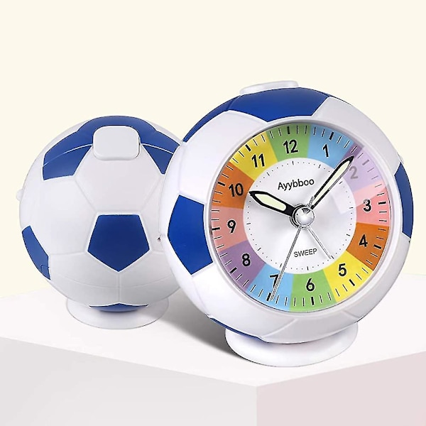 Barnklocka Pojkar Flickor, Väckarklockor Analog Barn Fotboll Analog Väckarklocka Blue