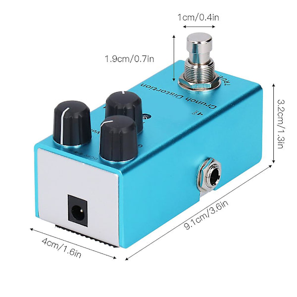 Elektrisk gitarr effektpedal Crunch Distortion Mini True Bypass Aluminiumlegering DC 9V JDF?3