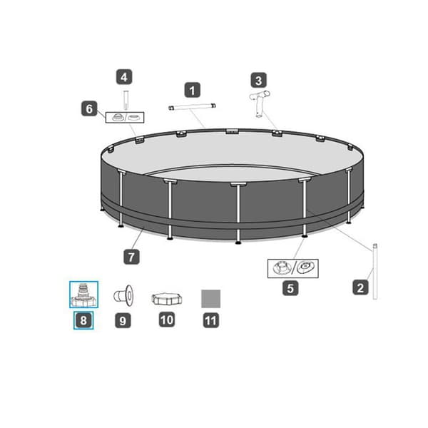 P6H1419 Poolafløbsventil til overjordisk poolafløbsslangeadapter, der passer til poolafløbsfitting, slangefuger og poolrøradaptere