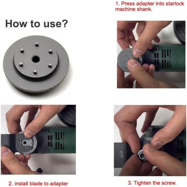 1-pack Oscillerande sågadapter för maskiner av Star Shank-typ för att installera vanliga Starlock Muli Tool-sågblad
