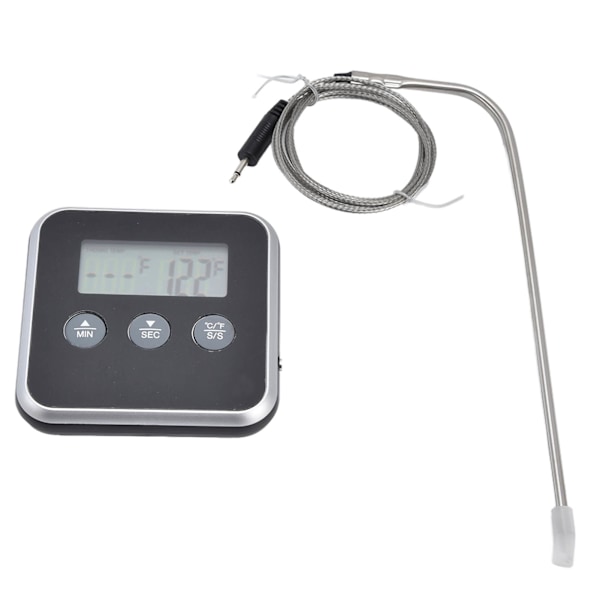 Kötttermometer Smart 3 knappar Digital LED-display Multifunktionell ugns termometer med sond för matlagning bakning BBQBlack