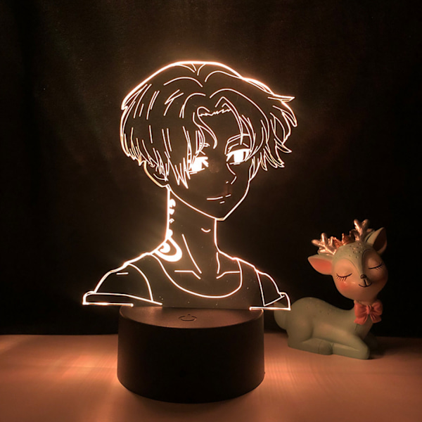 3D LED-nattlampor Anime-figurer 3D Illusion Lamp Barnrumsdekorativa lampor ---  Mönster L（Svart säte）