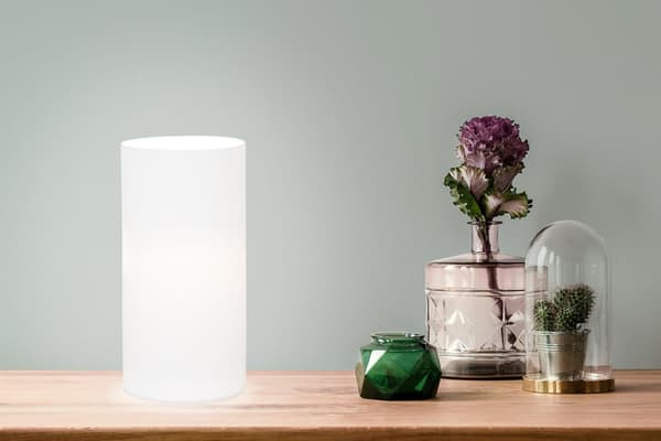 Minimalistisk sengelampe, hvid mat opalglas bordlampe til stuen, inkl. afbryder, E14-fatning