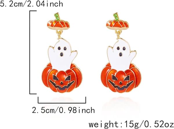 Gresskar- og spøkelsesfrynsede øredobber – Smiley-dangle-øredobber for kvinner – Festlige smykker – Gave til kvinner – Søte øredobber – Halloween-tilbehør Ghost