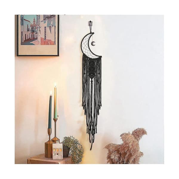 Bohemiska måndrömsfångare Macrame drömfångare Bröllop väggdekorationer Hemrum Måne Deco