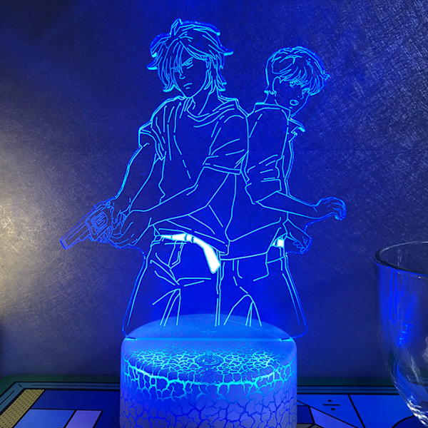Anime-karaktär LED-nattlampa 3D-illusion 16 färger fjärrkontroll sovrum dekorativa lampor --- Crack Seat