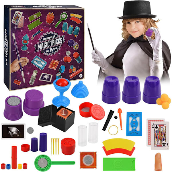 Magi-set för barn, magiska rekvisita-kit, magiska trick för barn, magiker-set, magiska trick-gåvor för ålder 6+