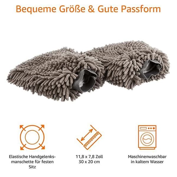 Biltvätt Vante Handduk Mikrofiber 2-pack Mörkgrå 30x20cm