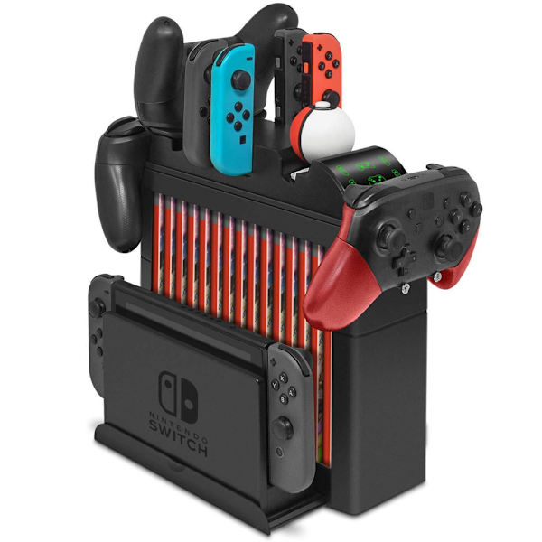 Spelkonsol Gamepad Förvaringstorn Ställ för Nintendo Switch OLED, Svart Black