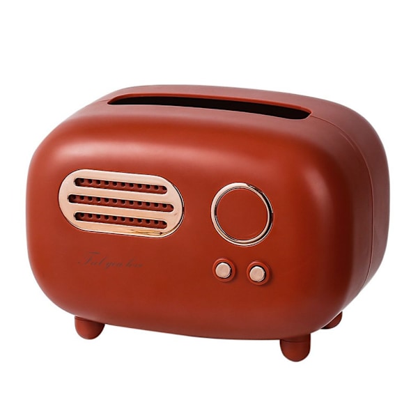 Retro Radioformad Pappersbox Praktisk Söt Pappershållare för Hemmakontor red