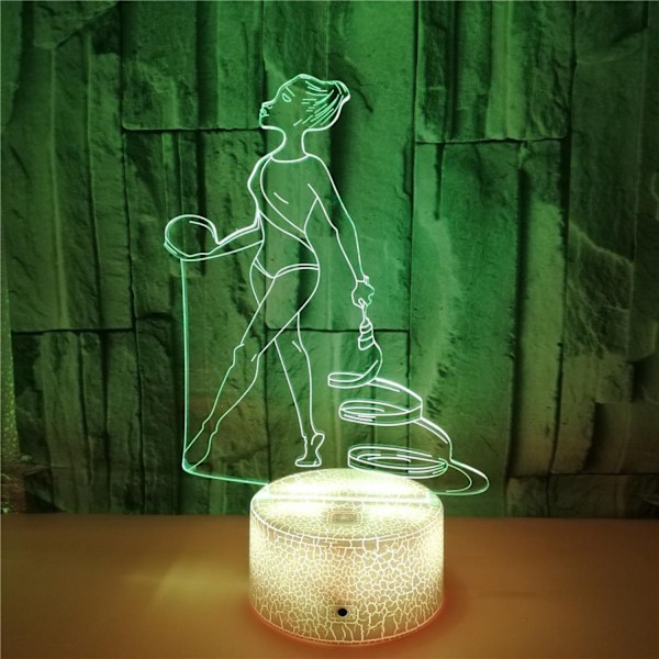 Gymnastik Nattlampa 16 Färger Ändras USB-driven Fjärrkontroll Touch Switch Optisk 3D Illusion Lamp -- Crack Seat