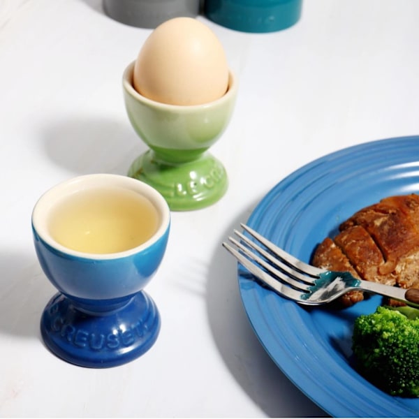 Enfärgat Färgglatt Set med 6 Äggkoppar med Bas, Färgglad Ägghållare, Frukosttillbehör, Stengods, Äggställ