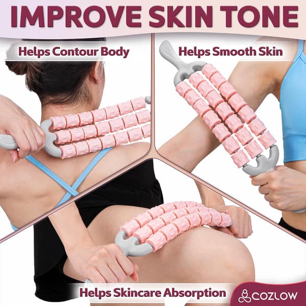 Triple Roller Massage Stick - Kropsmassager til muskler - Fascia Rolling Tool - Dybdevævsterapi - Håndholdt Anti Cellulite Enhed