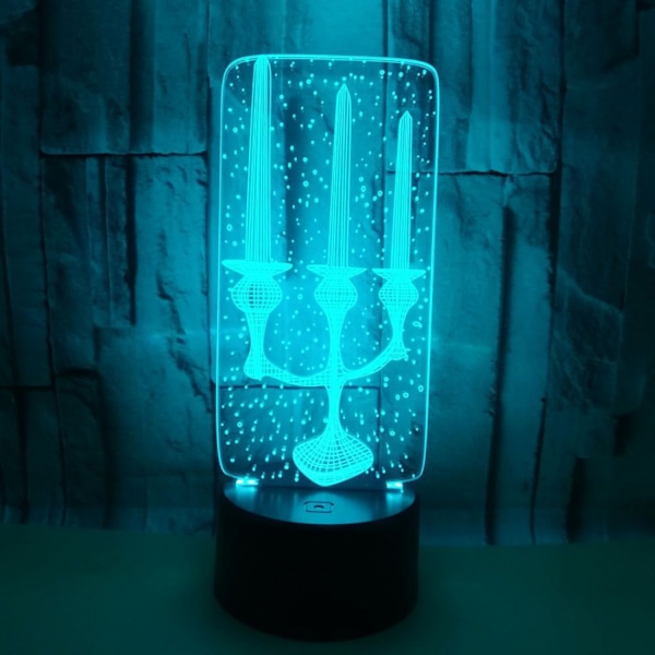 3D-ljus Stereo nattlampa LED-ljus optisk illusionslampa 7 färger skiftande födelsedag julklappar för heminredning (stil 13)