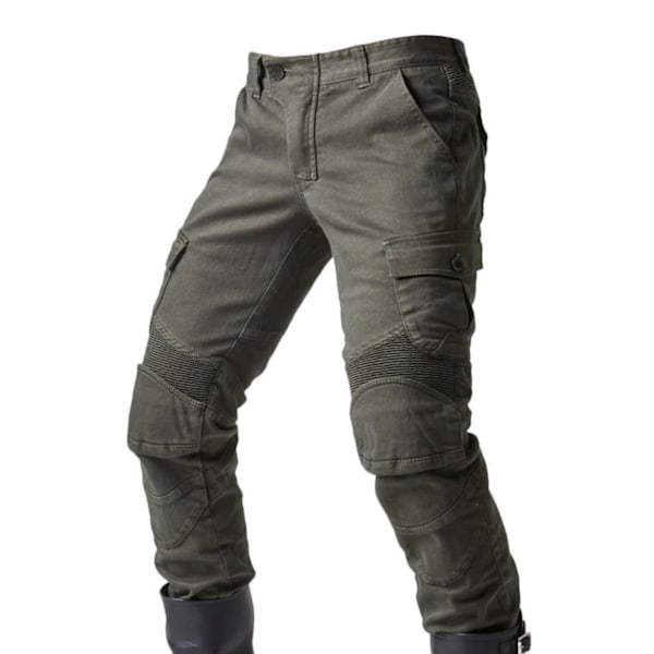 Stretch Motorcykel denimbyxor, Motocrossjeans för män med skyddsutrustning Green 4XL
