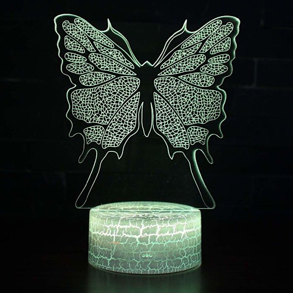 16 Färgförändrande Nattlampa 3D Atmosfär Glödlampa 3D Visuell Illusion LED-lampa för Barn Leksak Jul Födelsedagspresenter (Fjäril)