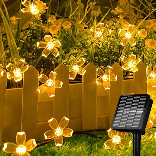 Ljusslingor, Fairy String Lights Soldrivna, Fjärrkontroll, Vattentäta Dekorativa Hängande Ljus Inomhus Utomhus för Hemfest Uteplats Trädgård Cherry blossoms