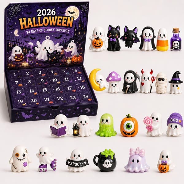 2026 Halloween 24 dagar Spooky Countdown Blind Box, 24 nätter av skräck Mini samlarfigurer, Halloween skrivbordsdekoration prydnad presentförpackning