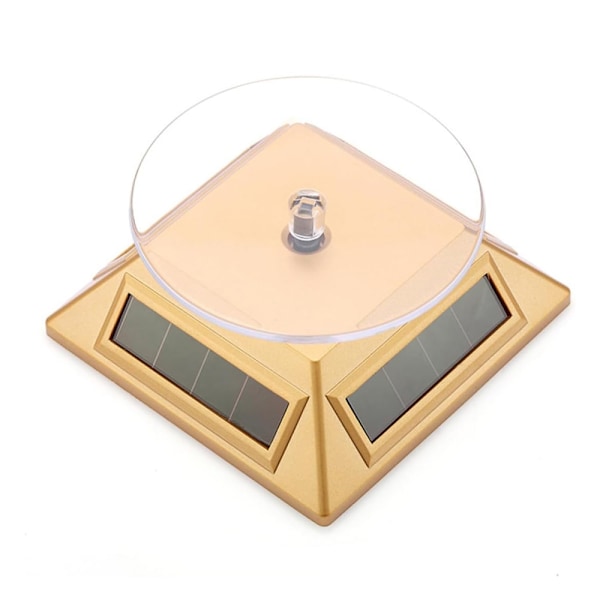 2 st Solcellsdriven Displayställ, Solcellsdriven Showcase 360 Graders Vridbar Plattspelare Roterande Klocka Telefon Smycken Organizer Displayställ Fäste Hållare Gold
